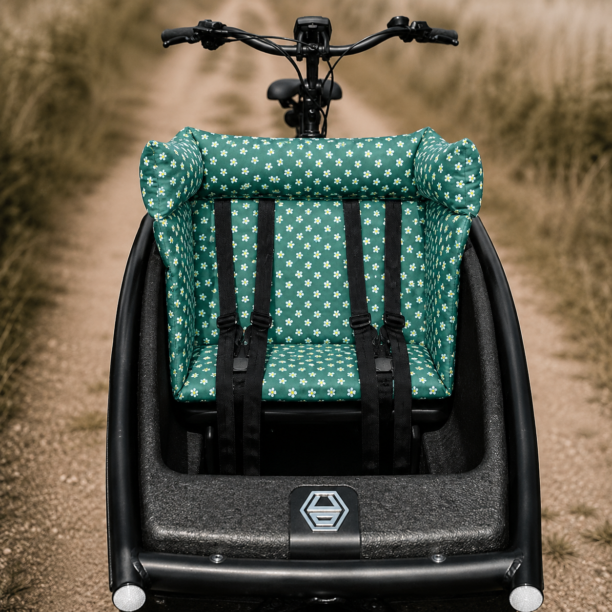 Cargo bike pillow Urban Arrow - Green with flowers