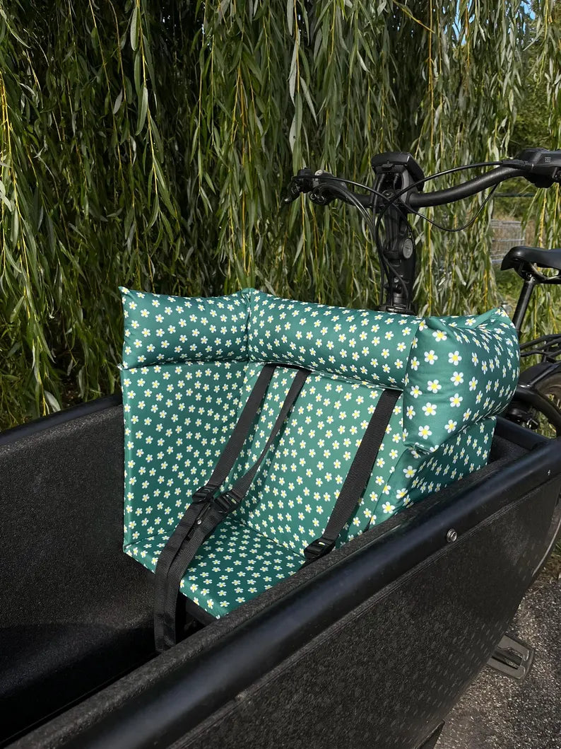 Lastenfahrad Kissen Urban Arrow - Grün mit Blumen